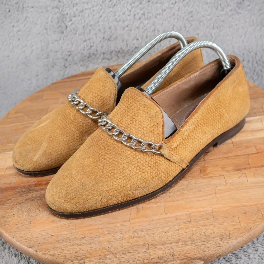 Womens House of Hounds‎ Slip on US 9 EU 40 Shoes Mustard Suede Chain Loafers